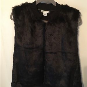 Rebecca Malone, black faux and knit vest size XL